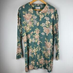 Vintage Ruth Normal New York Floral Button-Up Long Sleeve Tunic ~ M